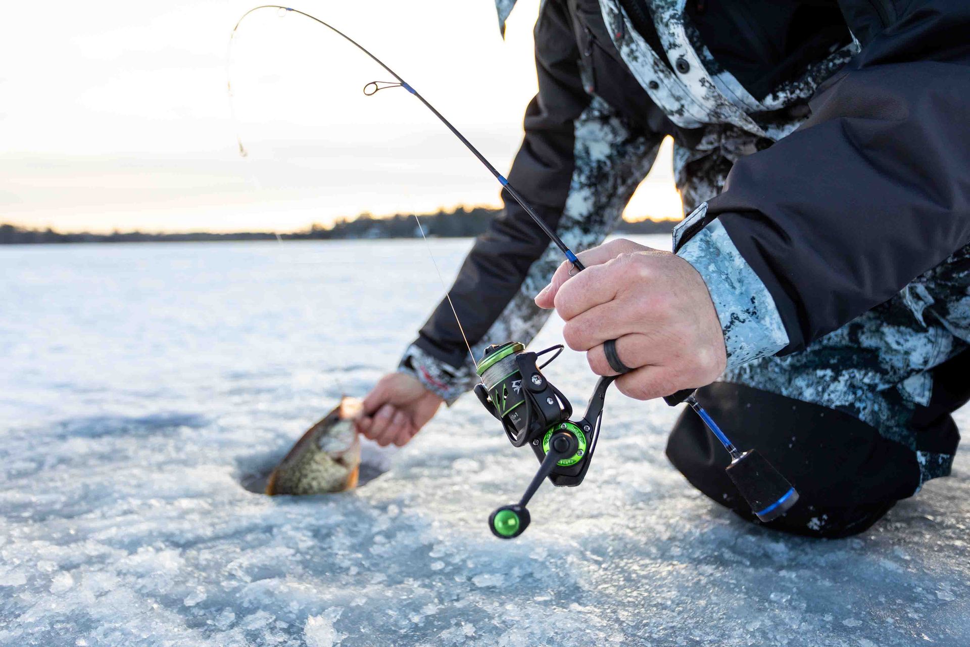 Ice fishing with a tip-up